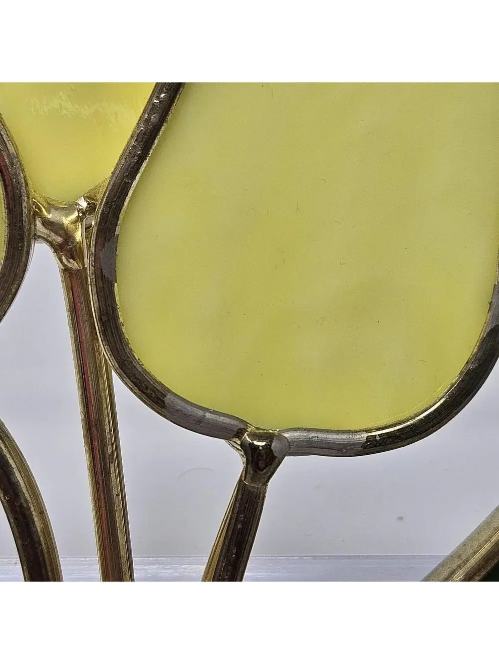 Vintage Yellow Tulip Suncatcher Faux Stained Glass Window Hanging Art